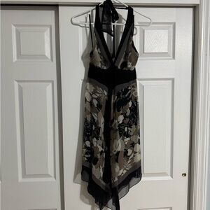 Elegant Black and Cream Floral Dress